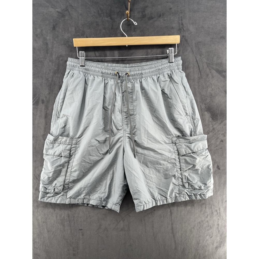 CSG Men's Cargo Shorts Gray XLTG Lined Elastic Waist Drawstring Lightweight